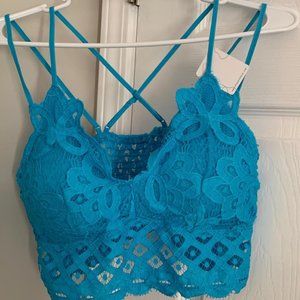Blue Turquoise Lace Bralette Plus D cup
